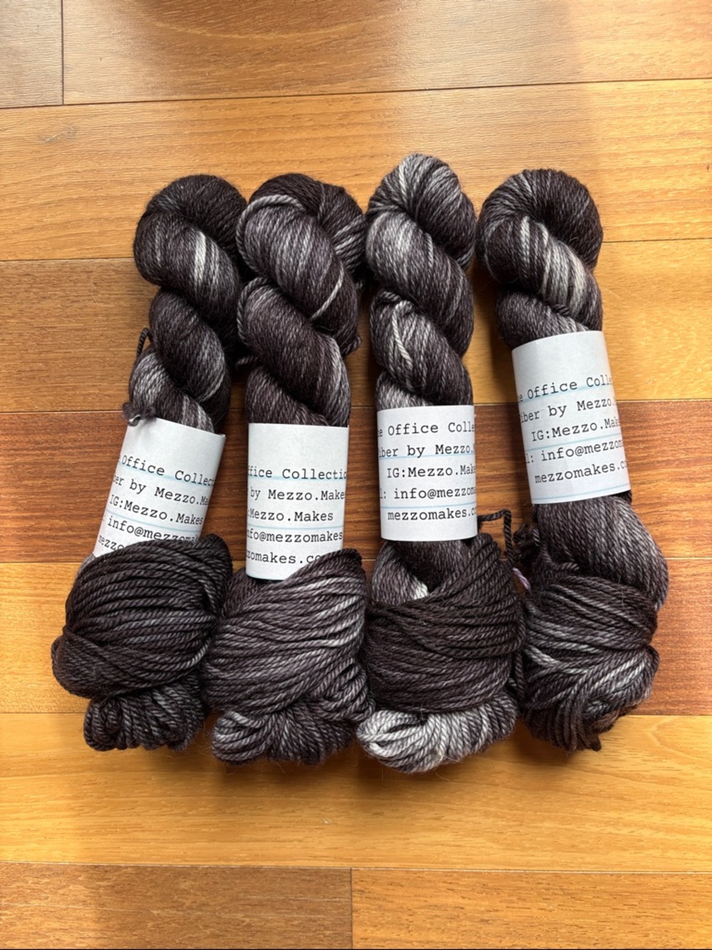 Indie Dyed Yarn Mezzo Makes Hand-Dyed 4 skeins Worsted Merino Wool, Destash